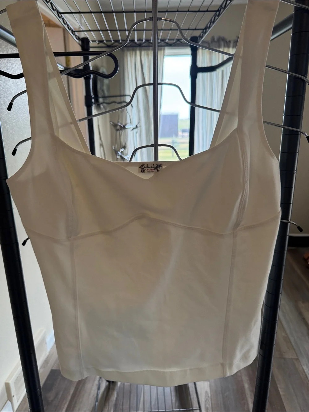Free people Women’s Cream Tank Top - Feminine Square Neck